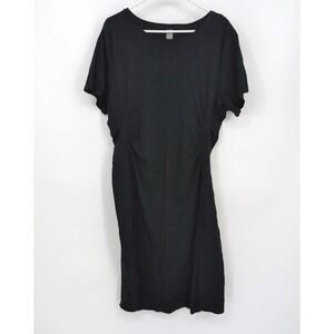Zuda‎ Rib Dress Black Short Sleeve Ruching Women XL Extra Large